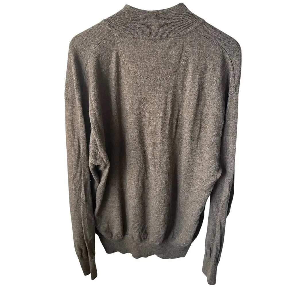 Orvis Brown 100% Wool Quarter-Zip Pullover Sweater Size XXL